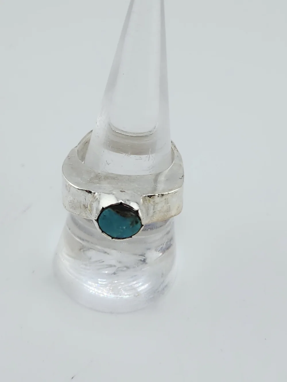 TURQUOISE HALLOW RING HANDMADE IN RECYCLED STERLING SILVER SIZE 7 - Picture 3 of 12